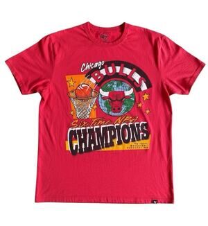 ’47 Chicago Bulls Six Time NBA Champions Graphic T-Shirt Size L